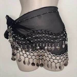New Black Belly Dance Hip Skirt Scarf Wrap